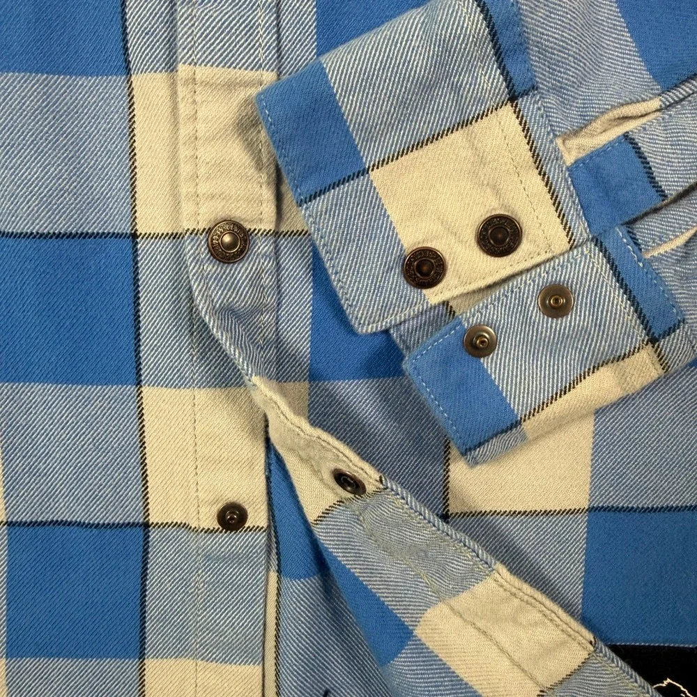 Levis Detroit Lions Flannel Shirt Mens‎ L Blue Plaid NFL Button Up Logo Football